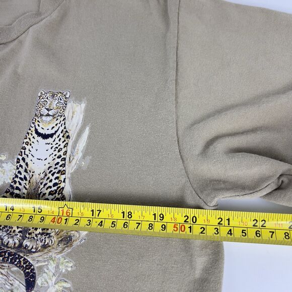 Vtg 90’s Leopard T Shirt Sz L Tan Single Stitch Catawbas Best Cotton 3 Big Cats - Picture 8 of 10